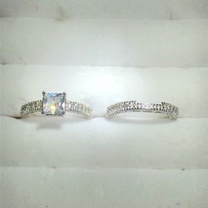 Ring set costume jewelry Princess cut size 8